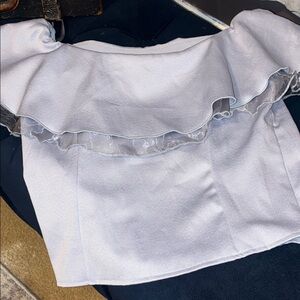 Rosamoda Thialand Off-Shoulder Ruffle Top in Light Gray